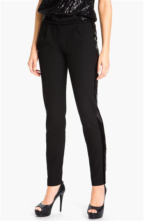 michael kors black tuxedo pants sequin stripe womens|michael kors dresses for women.